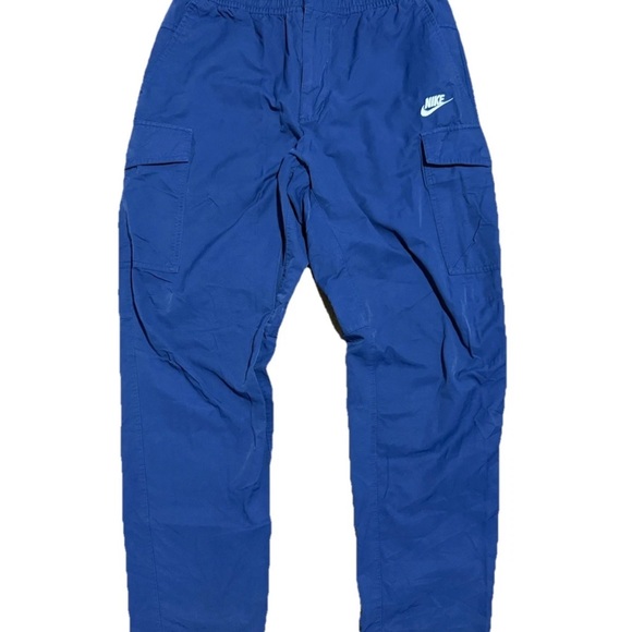 Vintage Y2K Blue Nike Cargo Pants Men’s Large Track Pants Swoosh Logo - Picture 1 of 8